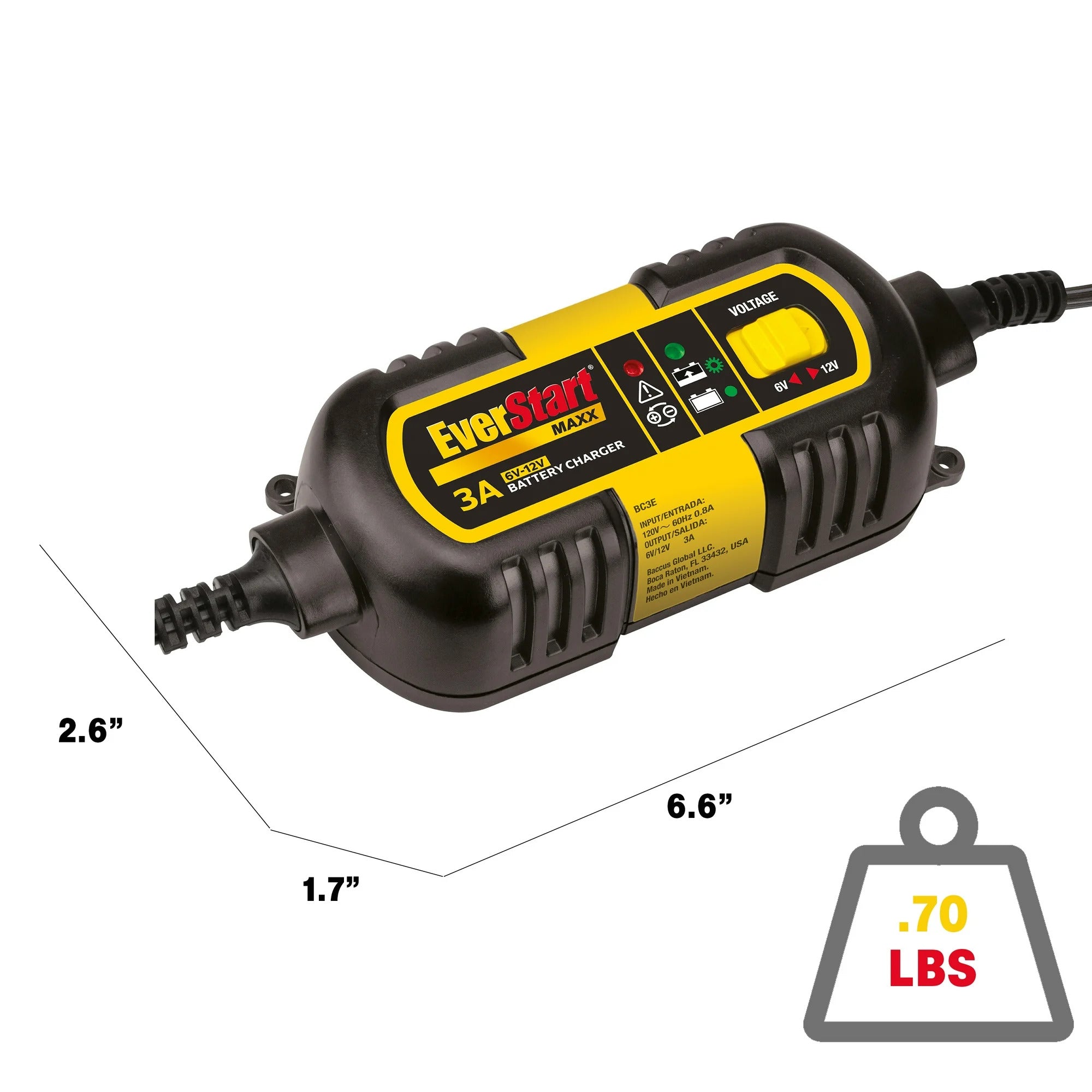 EverStart MAXX 3 Amp 6V12V Automotive Battery Charger (BC3E) - New