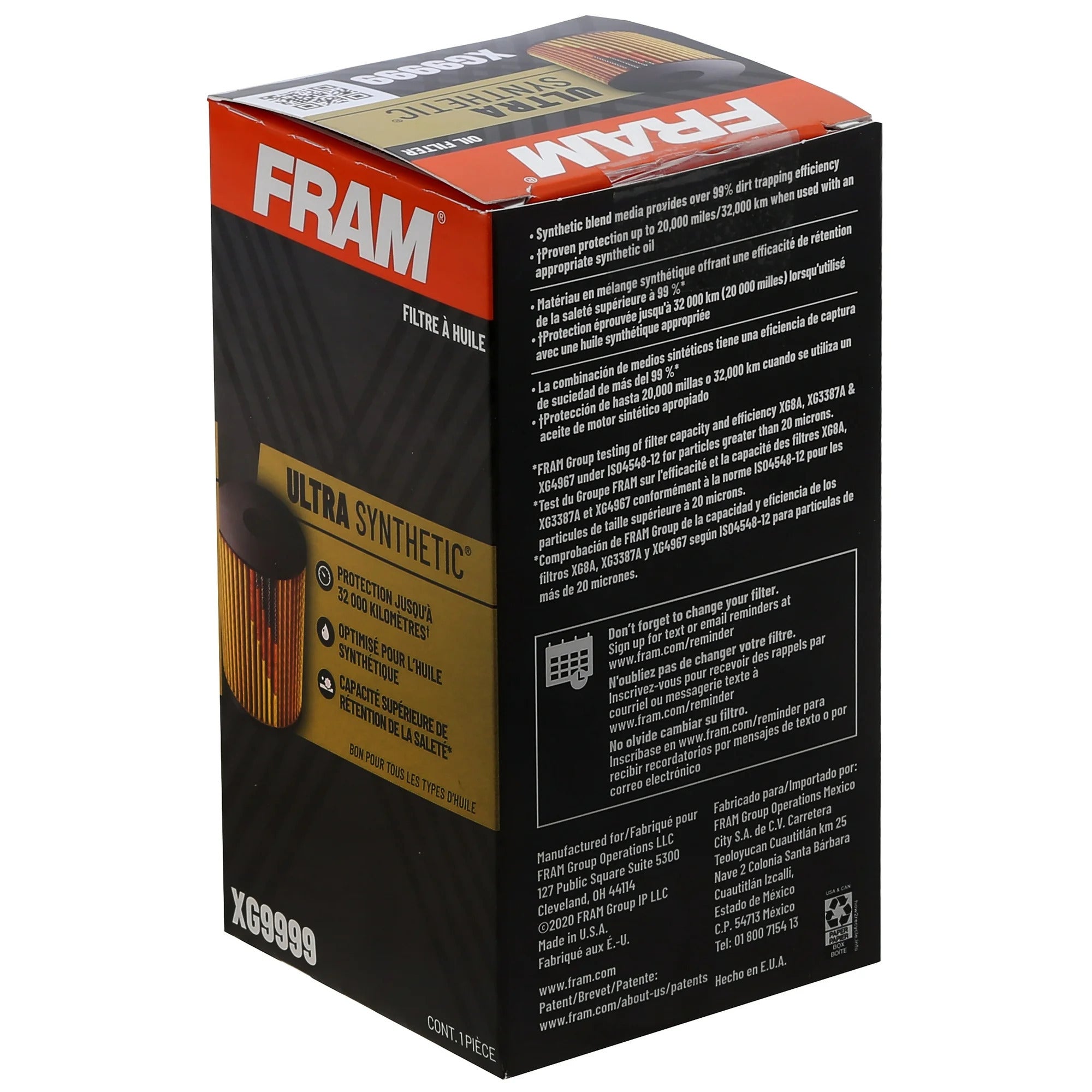 FRAM Ultra Synthetic Oil Filter, XG9999, 20K mile Filter for Hyundai, Kia Vehicles Fits select: 2006-2010 HYUNDAI SONATA, 2007-2009 HYUNDAI SANTA FE