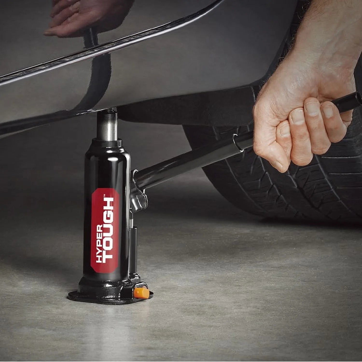 Hyper Tough T90203W Bottle Jack, 2 Ton Black