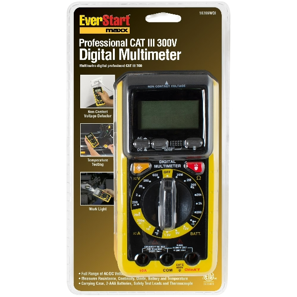 EverStart Professional Automotive 300 Volt Digital LCD Multimeter, 10709WDI, New, 5.5 in.
