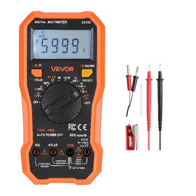 VEVOR Digital Multimeter,6000-Count TRMS DC/AC Voltmeter Current Tester,Professional NCV Multimeter for Current Voltage Resistance Capacitance Duty-Cycle Tempetature Diodes Continuity Live Wire Test