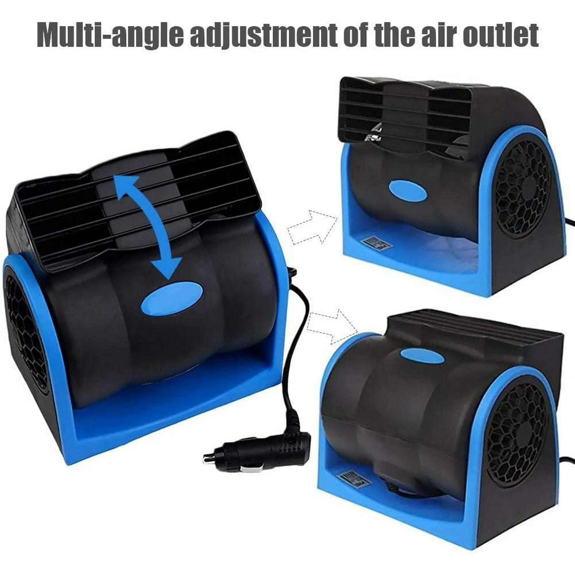 12V Car Dash Fan, No Leaf Quiet Cooling, Powerful RV Ventilation, Squirrel Cage, 2 Speed Electric Fan with Cigarette Lighter Plug for Auto SUV Vehicle Van