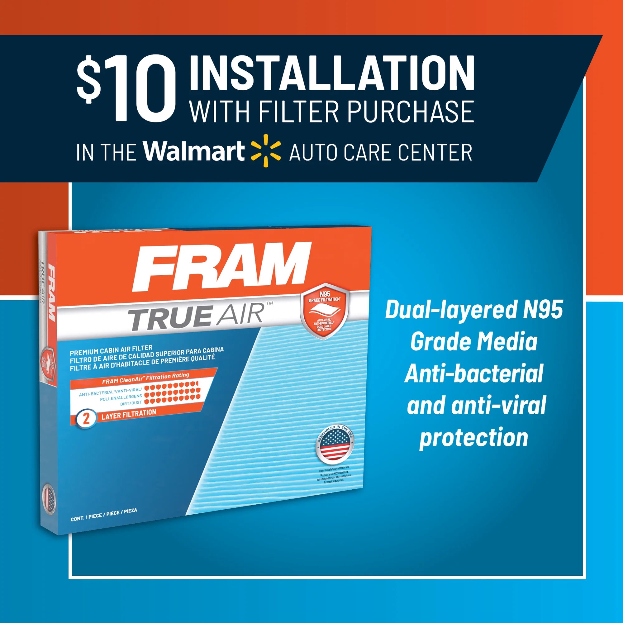 FRAM CV10285 TrueAir Premium Cabin Air Filter with N95 Grade Filter Media for Select Toyota Vehicles