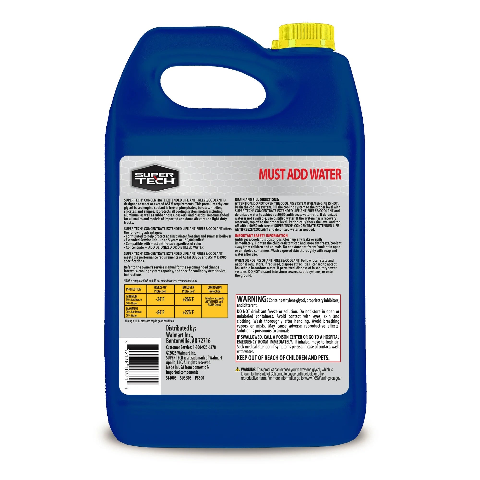 Super Tech Extended Life Concentrate Antifreeze/Coolant, 1-gal