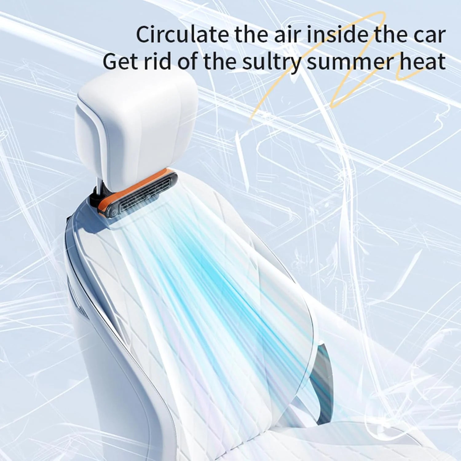 Wiher Car Seat Cooling Fan, USB Car Headrest Fan with Elastic Belt&3 Wind Speeds,Suitable for Car RV SUVs Trucks and Kids, Blows Out Cool Air (Brown)