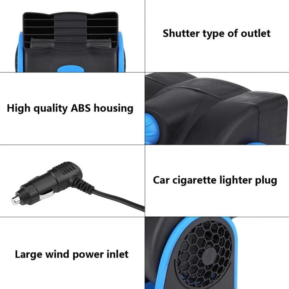 12V Car Dash Fan, No Leaf Quiet Cooling, Powerful RV Ventilation, Squirrel Cage, 2 Speed Electric Fan with Cigarette Lighter Plug for Auto SUV Vehicle Van