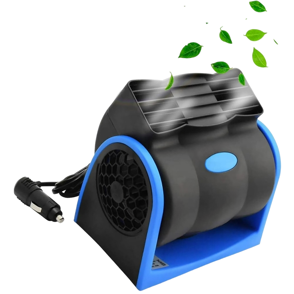 12V Car Dash Fan, No Leaf Quiet Cooling, Powerful RV Ventilation, Squirrel Cage, 2 Speed Electric Fan with Cigarette Lighter Plug for Auto SUV Vehicle Van