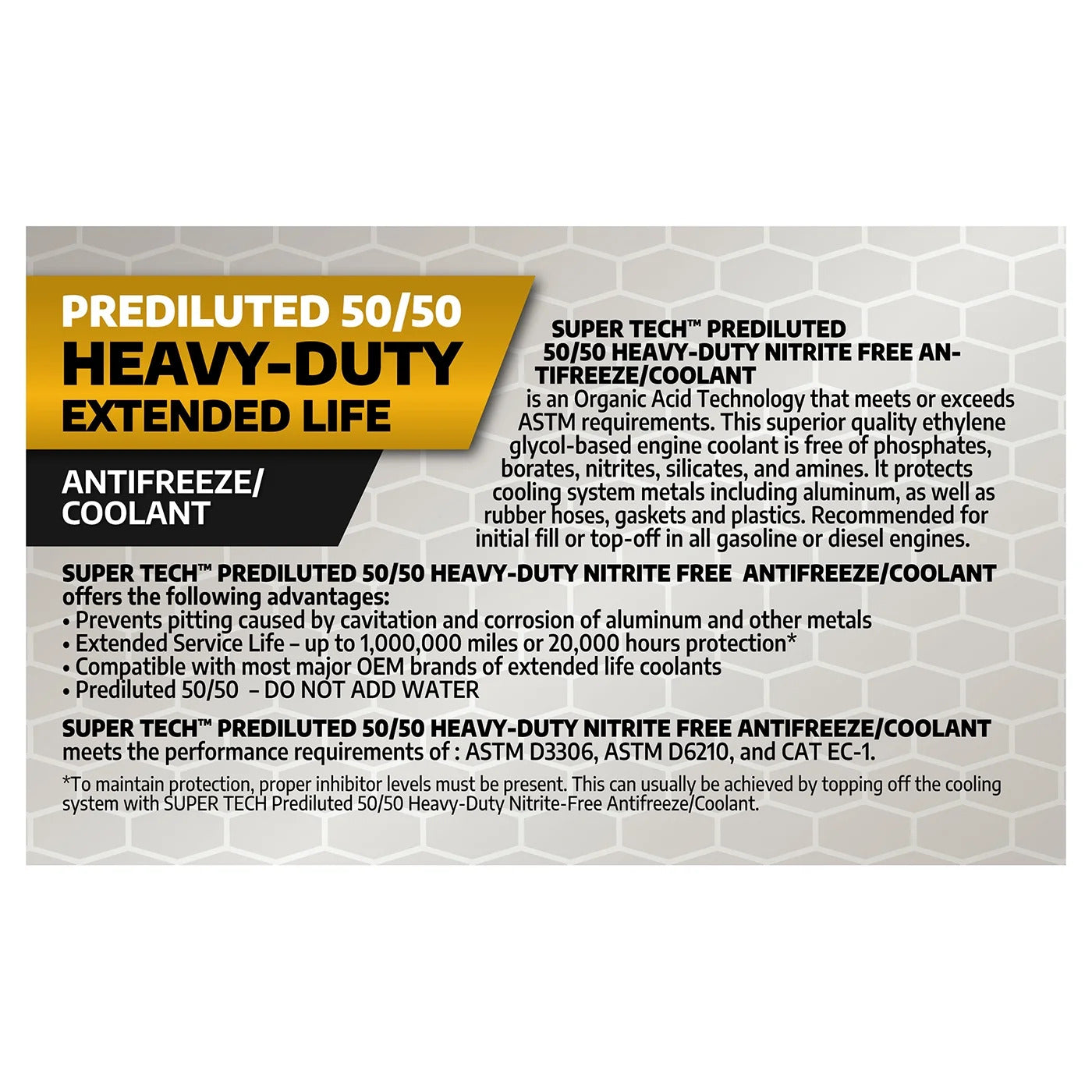 Super Tech Prediluted 5050 Heavy-Duty Extended Life AntifreezeCoolant, 1 Gallon